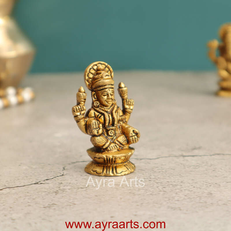 Elegant Brass Lakshmi Idol - 2 Inch Height