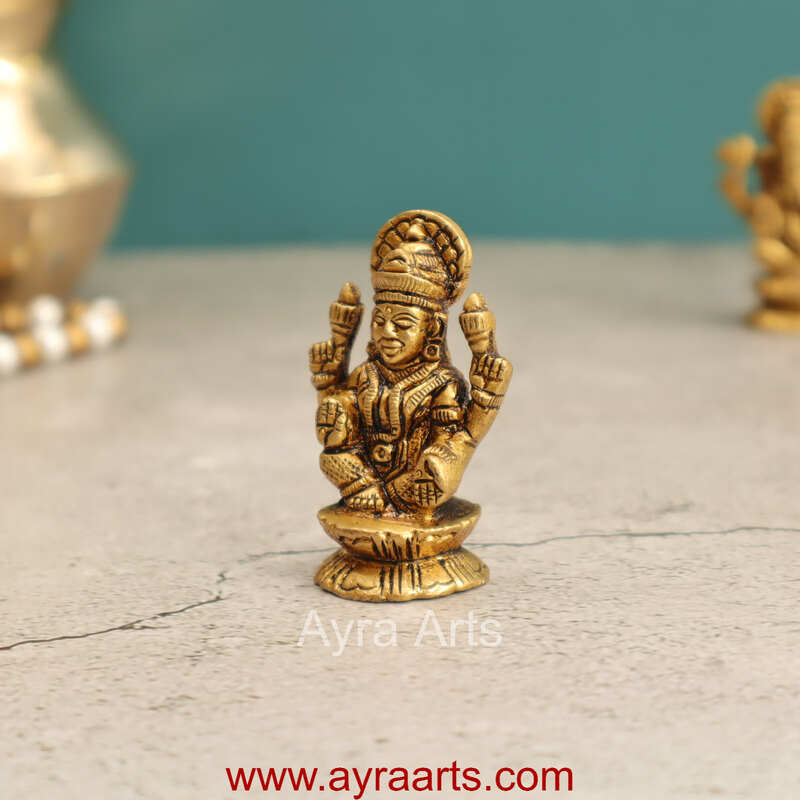 Elegant Brass Lakshmi Idol - 2 Inch Height