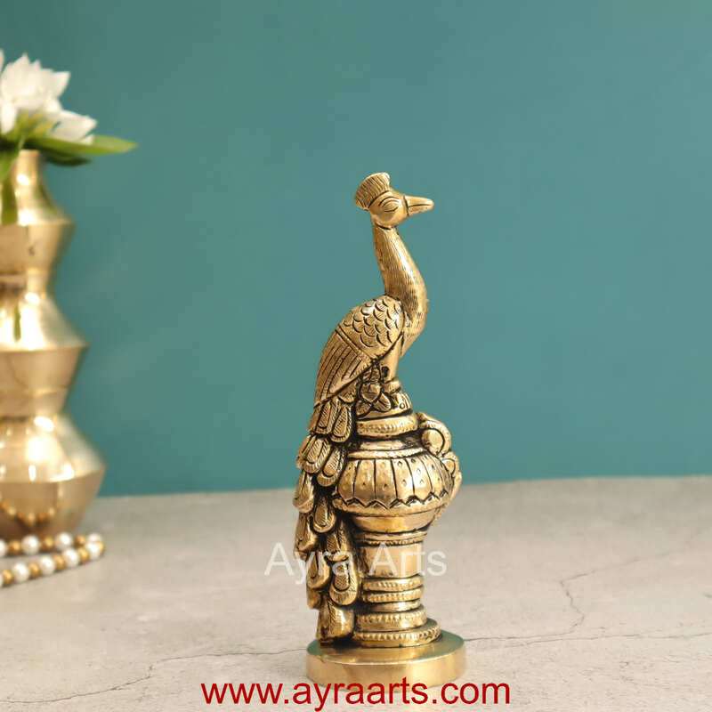 Brass Peacock Decor - 7 Inch Height