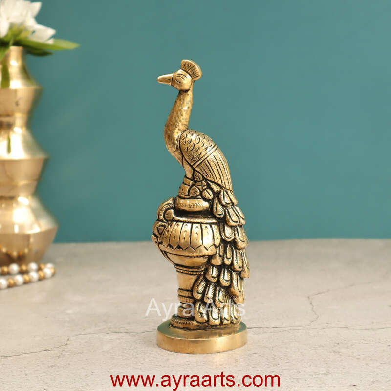Brass Peacock Decor - 7 Inch Height