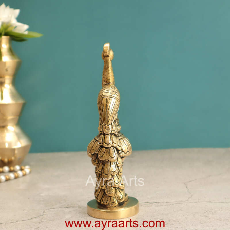 Brass Peacock Decor - 7 Inch Height