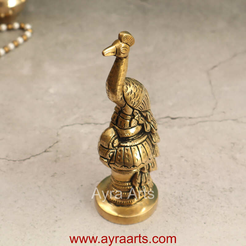 Brass Peacock Decor - 7 Inch Height