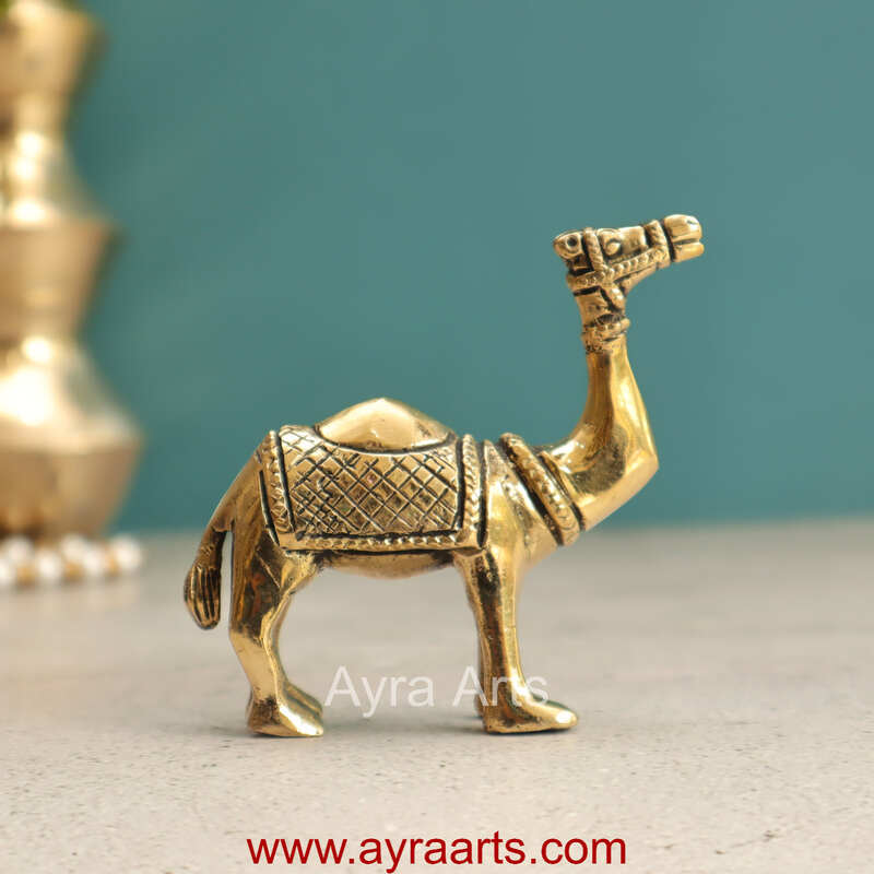 Brass Standing Camel Statue Vastu Recommended Showpiece - 4 Inch Height