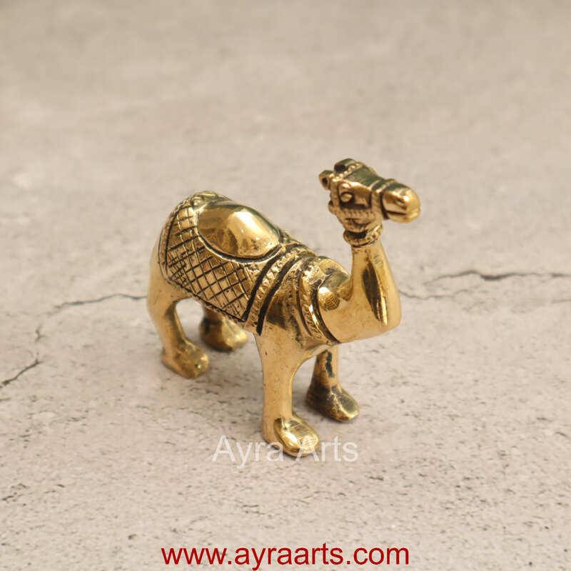 Brass Standing Camel Statue Vastu Recommended Showpiece - 4 Inch Height