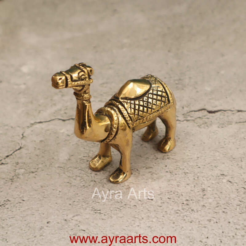 Brass Standing Camel Statue Vastu Recommended Showpiece - 4 Inch Height