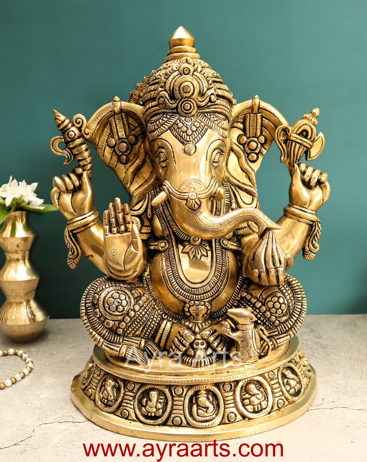 Asta Vinayaka Ganesh Idol In Brass - 16 Inch Height