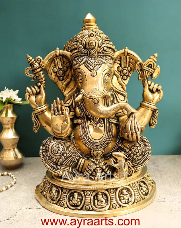 Asta Vinayaka Ganesh Idol In Brass - 16 Inch Height