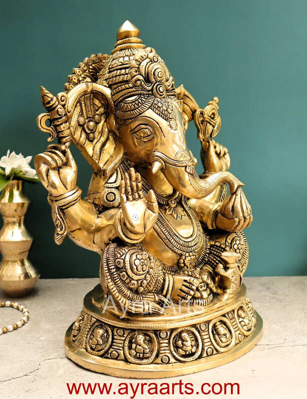 Asta Vinayaka Ganesh Idol In Brass - 16 Inch Height