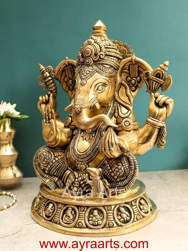 Asta Vinayaka Ganesh Idol In Brass - 16 Inch Height