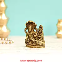 Lakshmi Sametha Vishnu Murthi Idol In Brass - 4 Inch Height