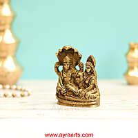 Lakshmi Sametha Vishnu Murthi Idol In Brass - 4 Inch Height