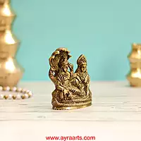 Lakshmi Sametha Vishnu Murthi Idol In Brass - 4 Inch Height