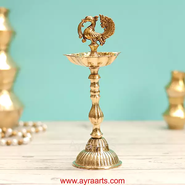 Brass New Design Fancy Peacock Standing Diya vilakku