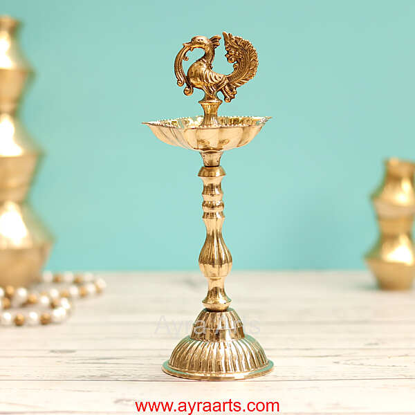 Brass New Design Fancy Peacock Standing Diya vilakku