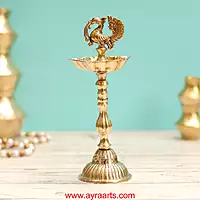 Brass New Design Fancy Peacock Standing Diya vilakku