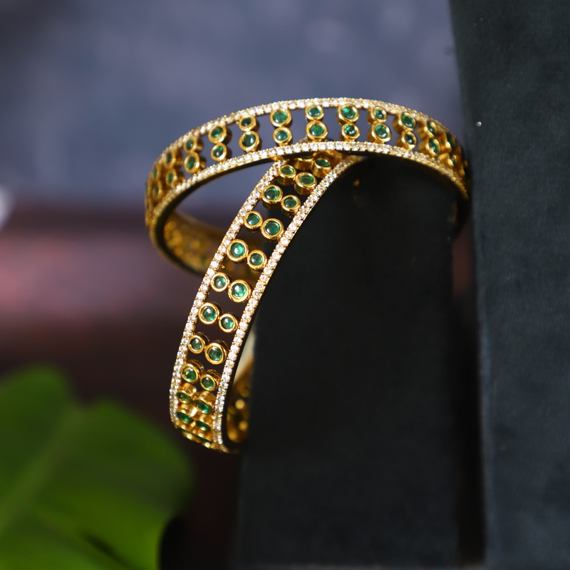 double stone green and red with white stone bangle