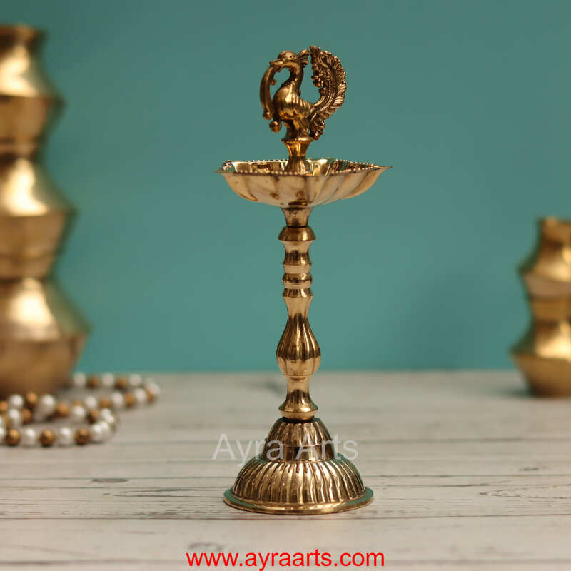 Brass New Design Fancy Peacock Standing Diya vilakku