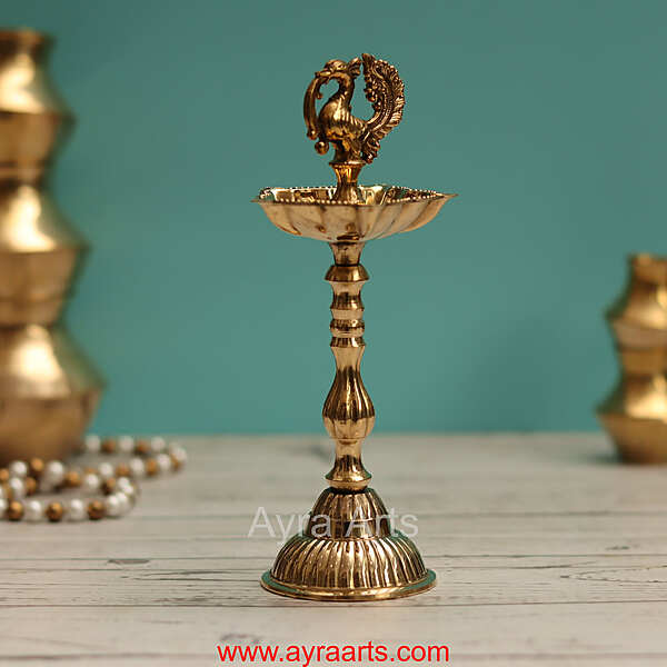 Brass New Design Fancy Peacock Standing Diya vilakku