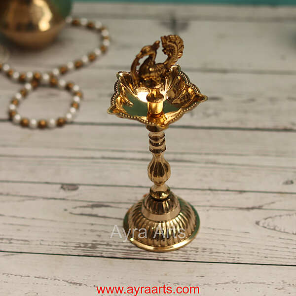 Brass New Design Fancy Peacock Standing Diya vilakku