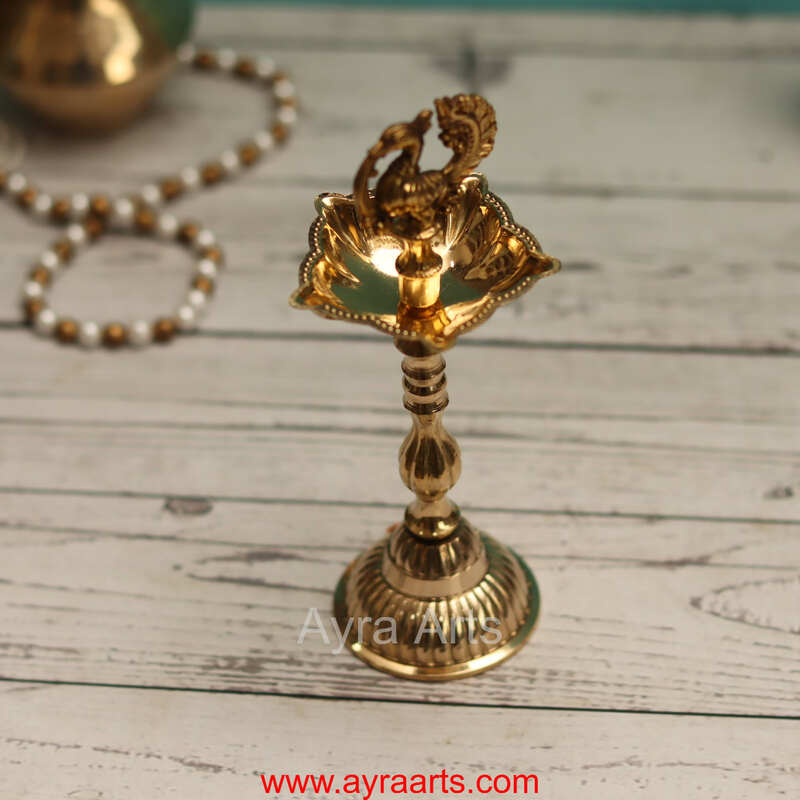 Brass New Design Fancy Peacock Standing Diya vilakku