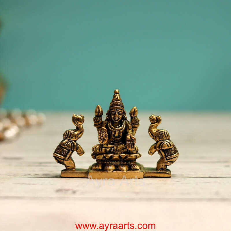 Brass Gaja Lakshmi Idol - 2 Inch Height