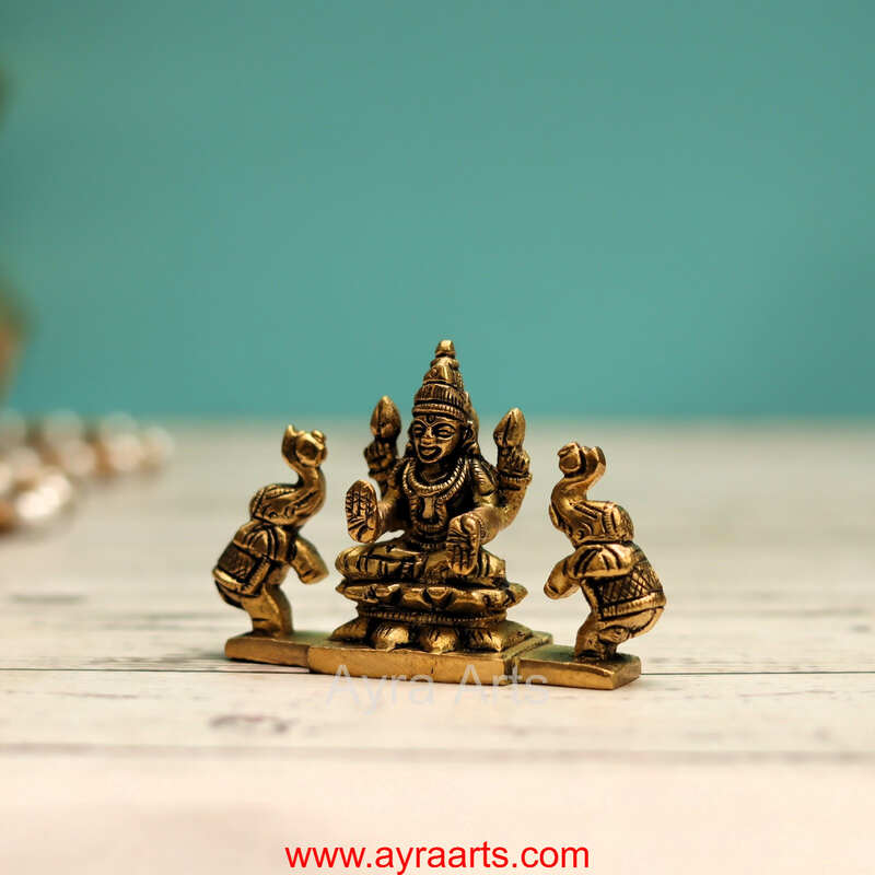 Brass Gaja Lakshmi Idol - 2 Inch Height