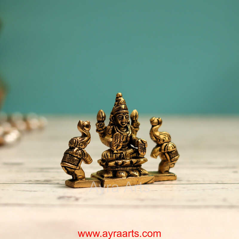 Brass Gaja Lakshmi Idol - 2 Inch Height