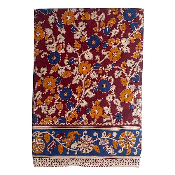 Zora Cotton Kalamkari - KL-03 -Maroon Flowers