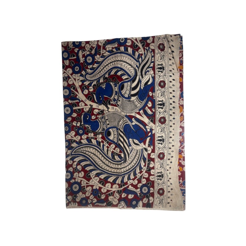 Zora Cotton Kalamkari - KL-03 -Maroon Flowers