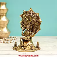 Adiyogi Lord Shiva As Dakshinamurthy ThasnaMurthi Brass Idol - 6.5 Inch Height