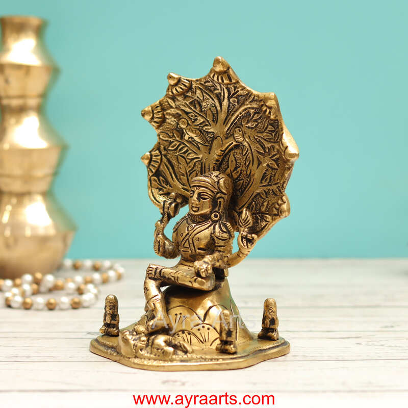 Adiyogi Lord Shiva As Dakshinamurthy ThasnaMurthi Brass Idol - 6.5 Inch Height