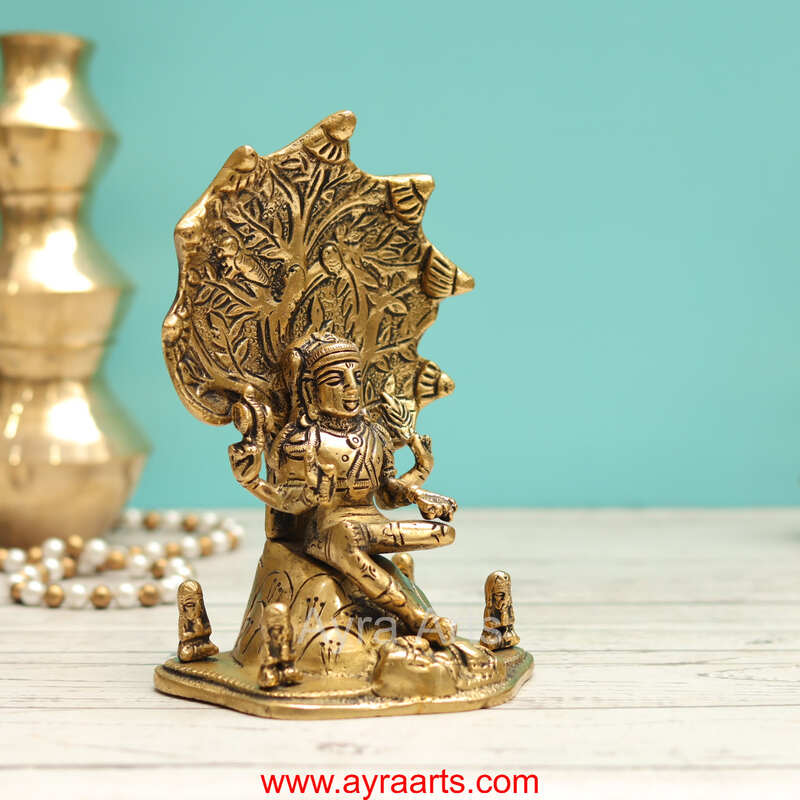Adiyogi Lord Shiva As Dakshinamurthy ThasnaMurthi Brass Idol - 6.5 Inch Height