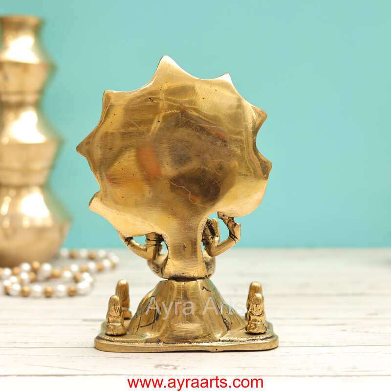 Adiyogi Lord Shiva As Dakshinamurthy ThasnaMurthi Brass Idol - 6.5 Inch Height