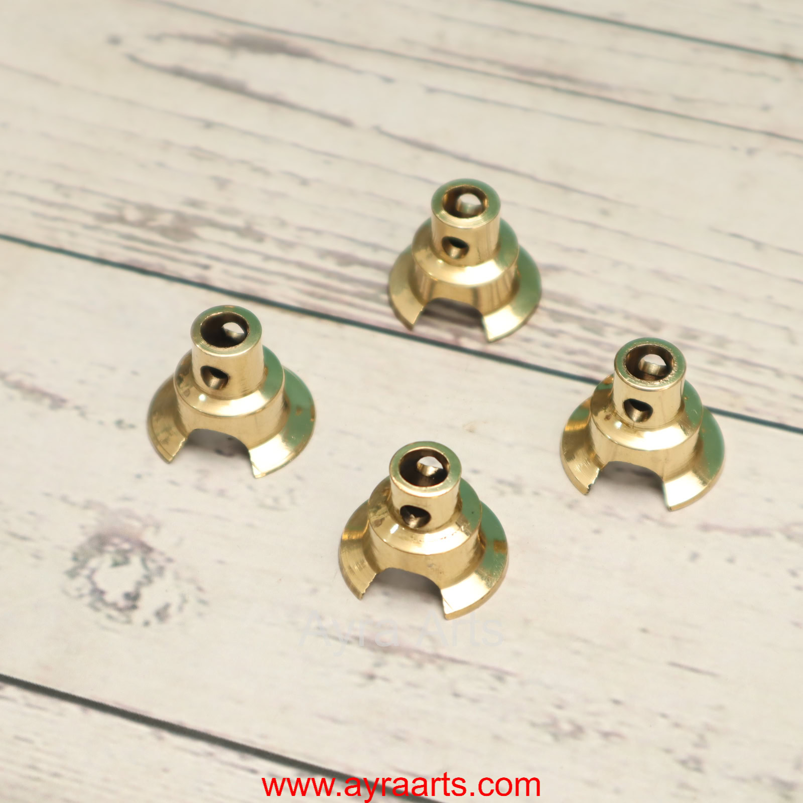 Brass Round Wick Holder for Deepam Lavanga Cotton Wick Holder For Pooja - Set of 4 - Perfect for Diya Lighting