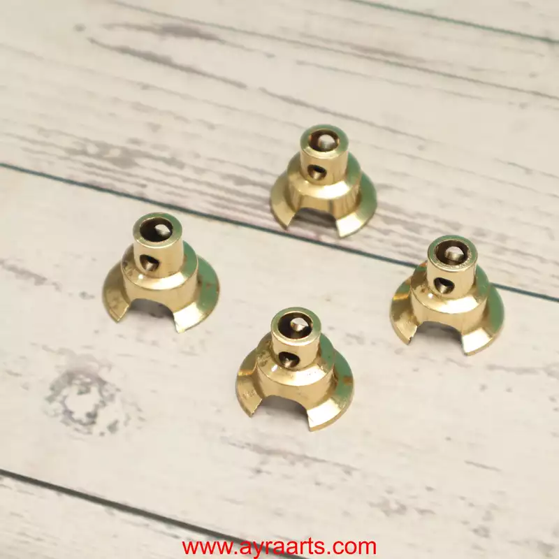 Brass Round Wick Holder for Deepam Lavanga Cotton Wick Holder For Pooja - Set of 4 - Perfect for Diya Lighting