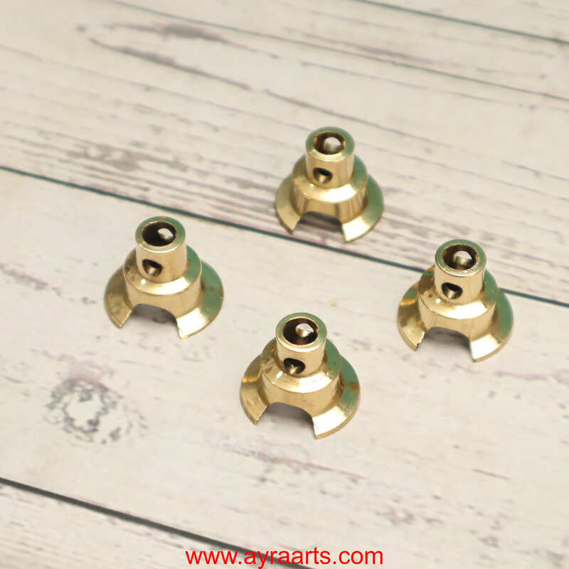 Brass Round Wick Holder for Deepam Lavanga Cotton Wick Holder For Pooja - Set of 4 - Perfect for Diya Lighting