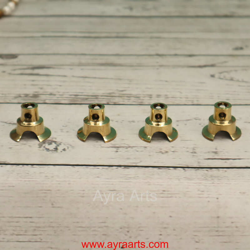Brass Round Wick Holder for Deepam Lavanga Cotton Wick Holder For Pooja - Set of 4 - Perfect for Diya Lighting