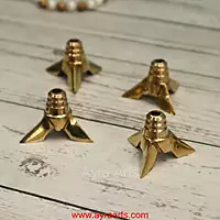 Brass Lavanga Cotton Wick Holder For Pooja - Set of 4 - Perfect for Diya Lighting