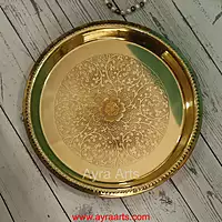 Brass Embossed Khomcha Plate Decorative Platter for Pooja Gifting & Festive Use