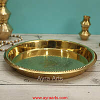 Brass Embossed Khomcha Plate Decorative Platter for Pooja Gifting & Festive Use