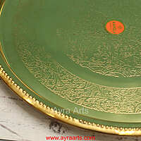 Brass Embossed Khomcha Plate Decorative Platter for Pooja Gifting & Festive Use
