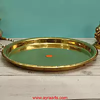 Brass Embossed Khomcha Plate Decorative Platter for Pooja Gifting & Festive Use