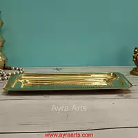 Brass Embossed Rectangle Tray - 11.5 Inch Length