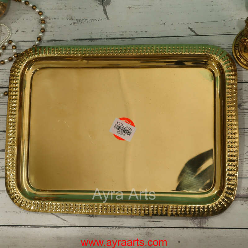 Brass Rectangle Tray - 14.5 Inch Length