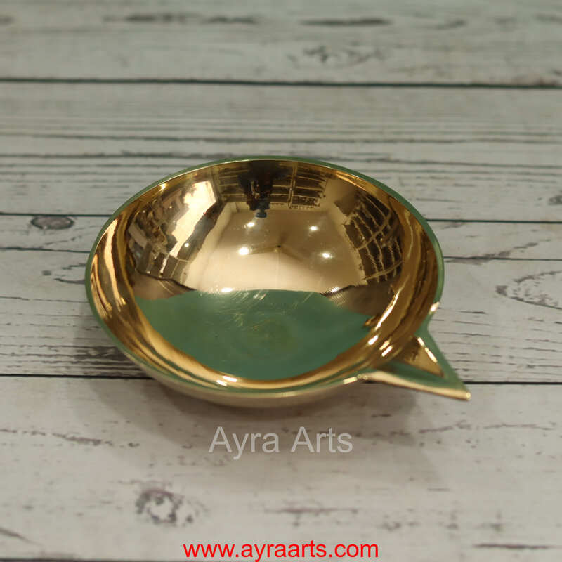 Brass Plain Agal Diya Deepam Vilakku - 2 Inch Length