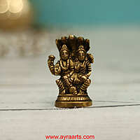 Brass Vishnu Narayan Sitting on Sheshnag with Lakshmi - 2 inch Height