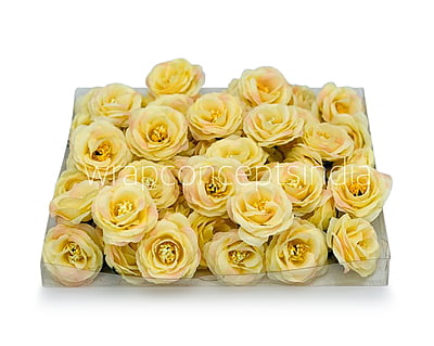 Lemon Yellow with hints of Pink Rose Flower