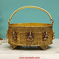 Brass Ashta Lakshmi Pooja Flower Basket Phool Butti Poola Butta - 9.5 Inch Length