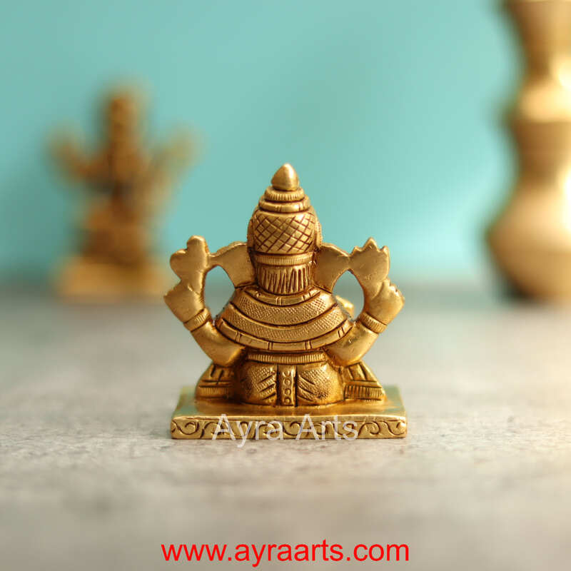 Dagroo Ganpati Brass Idol - 3 Inch Height