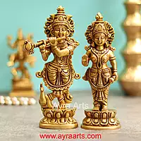 Brass Radha Krishna Idol Set - 7.5 Inch Height